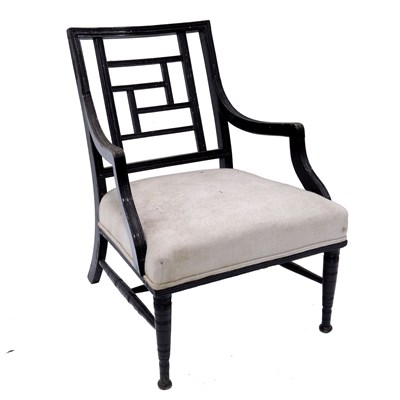 Lot 362 - Two Aesthetic Movement ebonised chairs, one by...