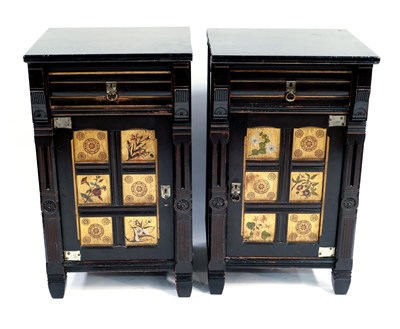 Lot 371 - A pair of Aesthetic Movement ebonised bedside...