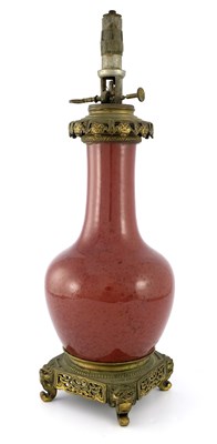 Lot 427 - A Chinese sang de boeuf vase lamp base, with...