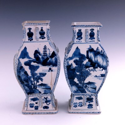 Lot 430 - A pair of Chinese blue and white baluster...