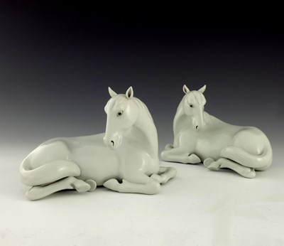 Lot 454 - A pair of Japanese Hirado porcelain models of...