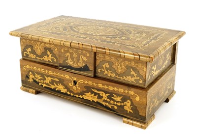 Lot 590 - A marquetry inlaid walnut musical jewellery...