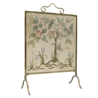 Lot 627 - An Arts & Crafts brass framed firescreen,...