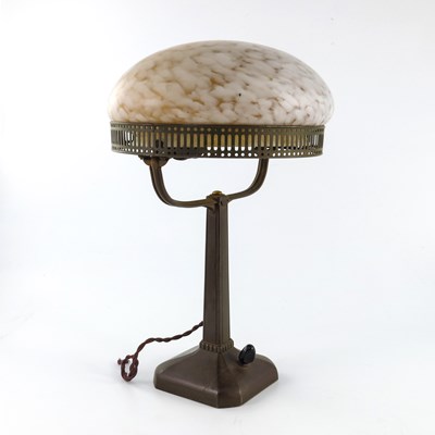 Lot 632 - A Jugendstil bronzed metal and glass table...