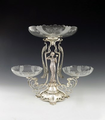 Lot 638 - WMF, a Jugendstil silver plated and cut glass...