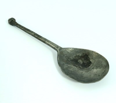 Lot 667 - An Elizabethan pewter hexagonal knop spoon,...