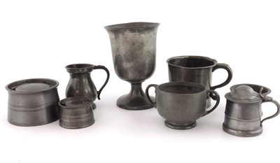 Lot 680 - A small collection of pewter items, to include...