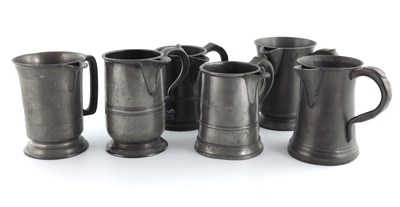 Lot 683 - Six 19th Century spouted quart measures, some...