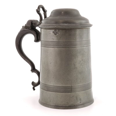 Lot 690 - A pewter dome lid tankard, Bristol, circa 1840
