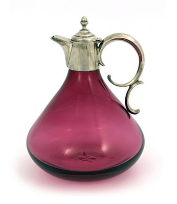 Lot 61A - A Victorian silver mounted ruby glass claret...