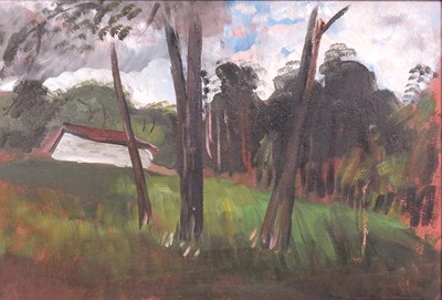 Lot 827 - Bertalan Por (1880-1964), a woodland scene...