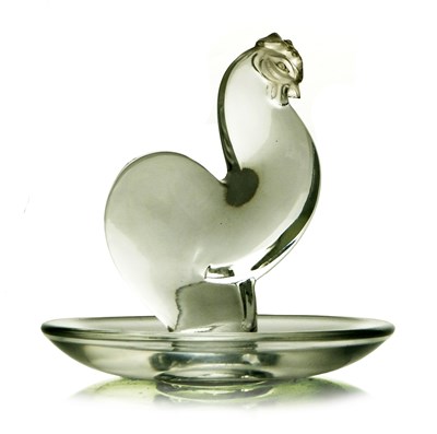 Lot 902 - Lalique, a Cockerel or Rooster glass pin dish,...