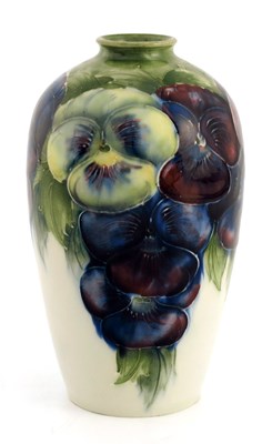 Lot 949 - William Moorcroft, a Pansy on white vase, 1914,...