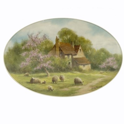 Lot 1012 - Milwyn Holloway, a scene painted plaque,...