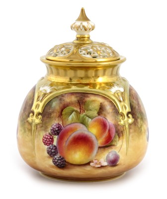 Lot 1036 - J Bowman for Royal Worcester, a fruit painted...