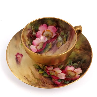 Lot 1043 - W H Austin for Royal Worcester, a cabinet cup...