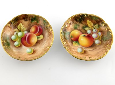 Lot 1048 - A Royal Worcester fruit painted pin dish,...