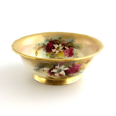 Lot 1051 - A Royal Worcester rose painted bowl, 1913,...