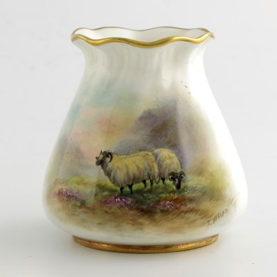 Lot 1056 - J Allen for Royal Worcester, a sheep painted...