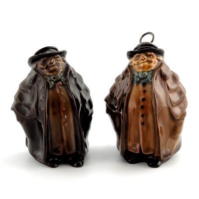 Lot 1093 - Two Royal Doulton Kingsware miniature figural...