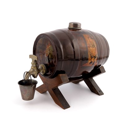 Lot 1095 - A Royal Doulton Kingsware whisky barrel,...