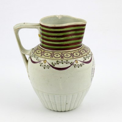 Lot 1110 - A 18th century Staffordshire creamware jug,...
