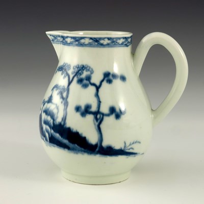 Lot 1129 - A Worcester blue and white jug, circa 1765,...
