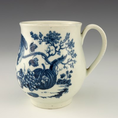 Lot 1143 - A Worcester blue and white mug, circa 1775,...