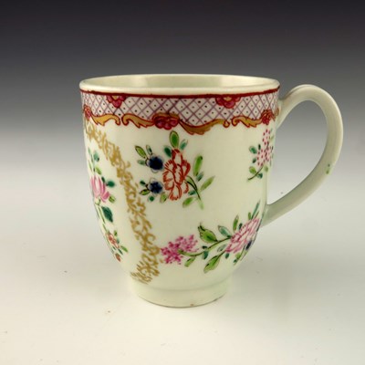 Lot 1151 - A Worcester polychrome coffee cup, circa 1770,...