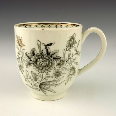 Lot 1156 - A Worcester monochrome and gilt coffee cup,...