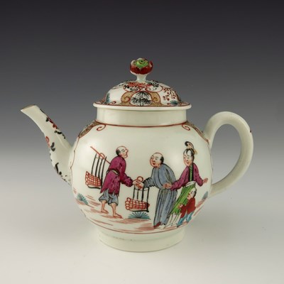 Lot 1158 - A Worcester polychrome teapot, circa 1770,...