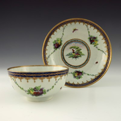 Lot 1162 - A Worcester polychrome bowl and saucer, circa...