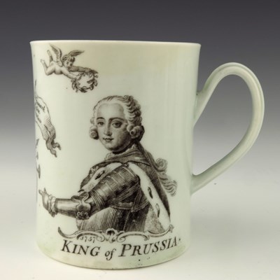 Lot 1165 - A Worcester transfer printed mug, circa 1757,...