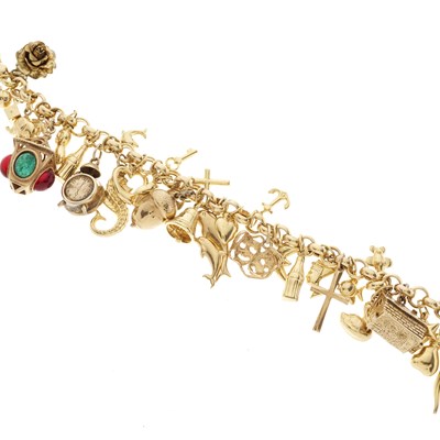 Lot 42 - A 9ct gold charm bracelet