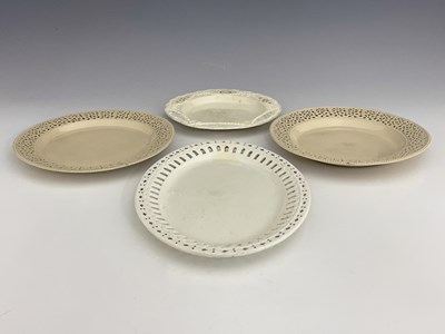 Lot 859 - Four Creamware dishes and plates, with pierced...