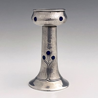 Lot 109 - An Arts and Crafts silver and enamelled vase,...