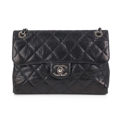 Lot 288 - Chanel, a black caviar leather Single Flap...