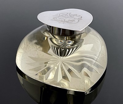 Lot 65 - A Victorian silver and glass inkwell, William...