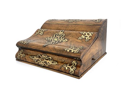 Lot 193 - A mid-Victorian burr walnut writing slope,...