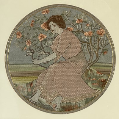 Lot 199 - An Arts & Crafts design circular silk...
