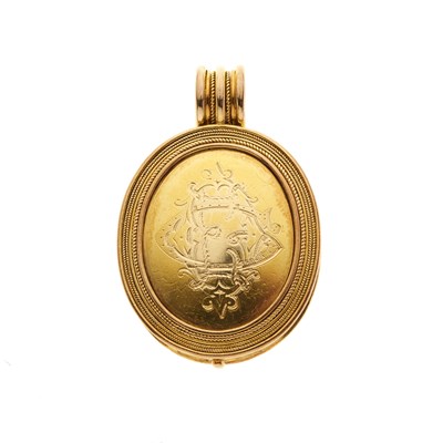 Lot 190 - A 19th century 18ct gold engraved locket pendant