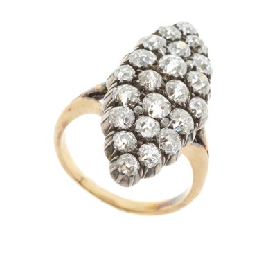 Lot 48 - A late Victorian old-cut diamond marquise-shape cluster ring