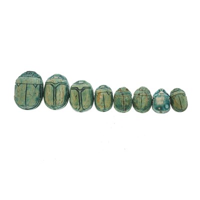 Lot 39 - A selection of eight Egyptian Revival scarab beetles