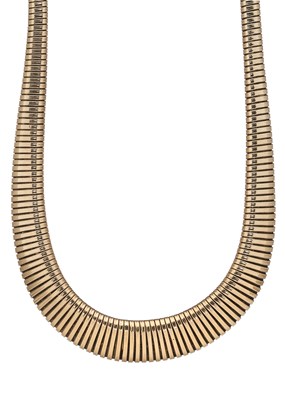 Lot 115 - A mid 20th century 9ct gold flexible choker necklace