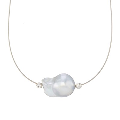 Lot 207 - An 18ct gold pearl and diamond necklace