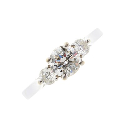 Lot 82 - An 18ct gold diamond three-stone ring