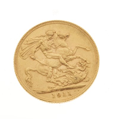 Lot 30 - George V, a gold full sovereign coin dated 1911