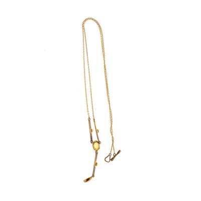 Lot 13 - An Edwardian 15ct gold opal and pearl necklace