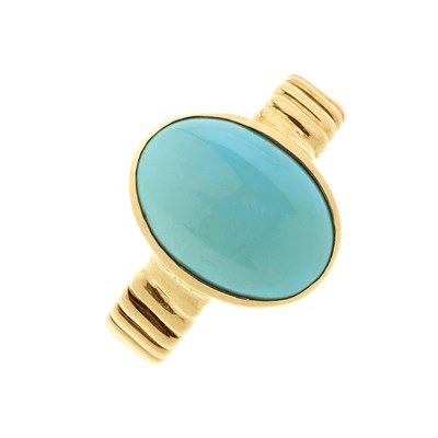 Lot 126 - An 18ct gold turquoise single-stone ring