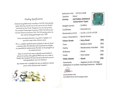 Lot 45 - An impressive Colombian emerald, of 9.44ct